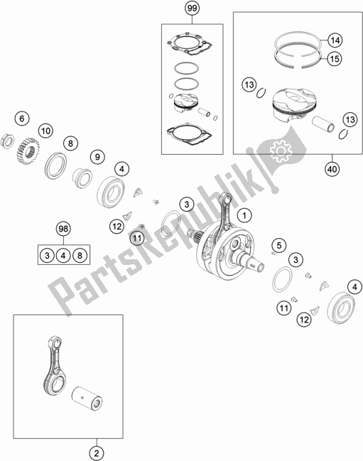 All parts for the Crankshaft, Piston of the Gasgas EC 350F EU 2021