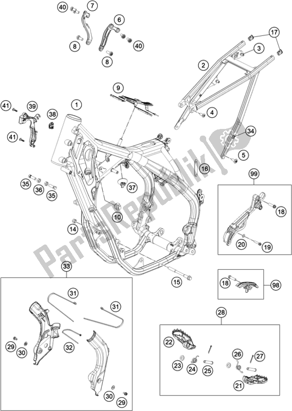 All parts for the Frame of the Gasgas EC 350F EU 2021