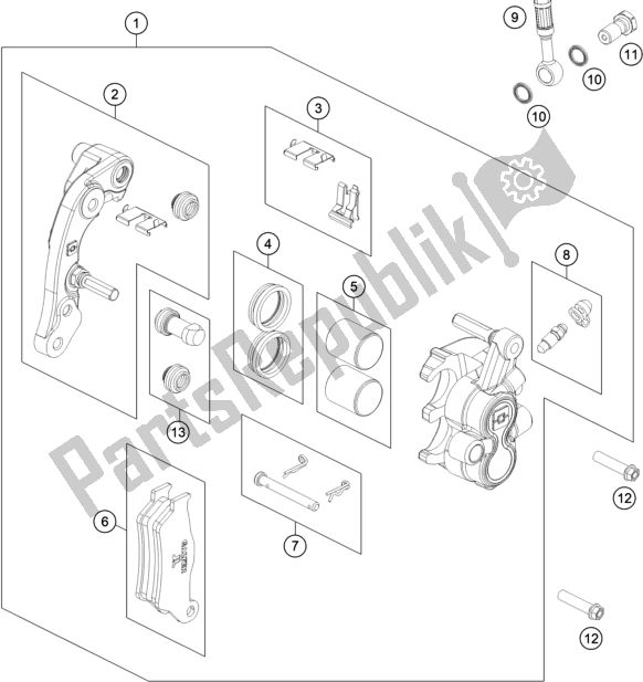 All parts for the Front Brake Caliper of the Gasgas EC 350F EU 2021