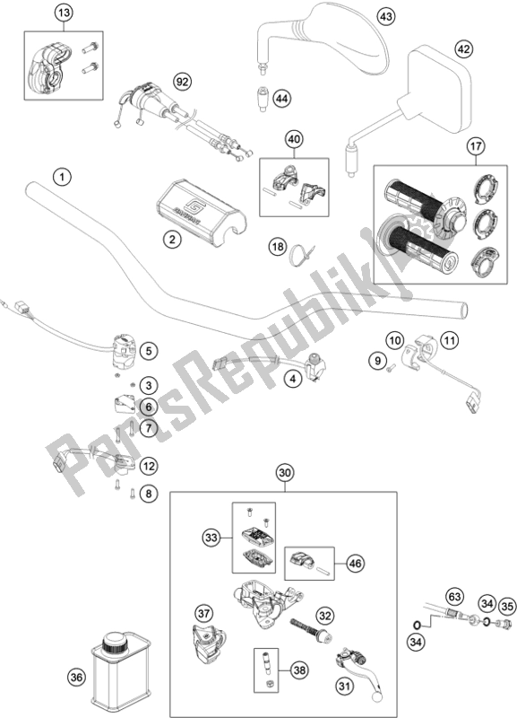 All parts for the Handlebar, Controls of the Gasgas EC 350F EU 2021