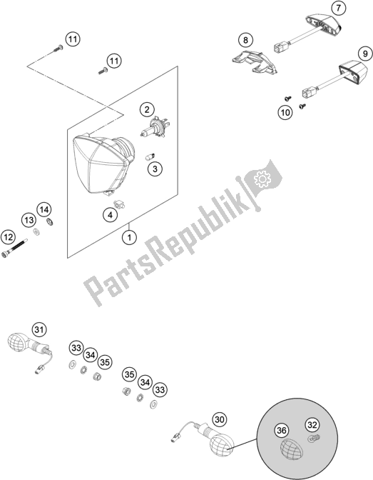 All parts for the Lighting System of the Gasgas EC 350F EU 2021