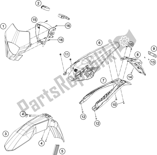 All parts for the Mask, Fenders of the Gasgas EC 350F EU 2021