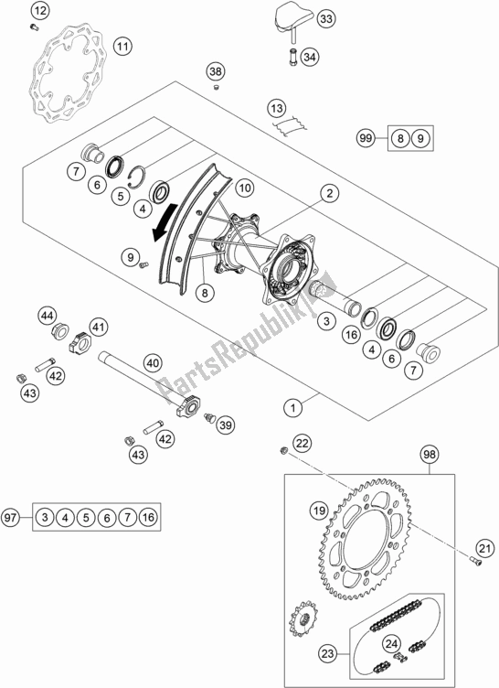 All parts for the Rear Wheel of the Gasgas EC 350F EU 2021