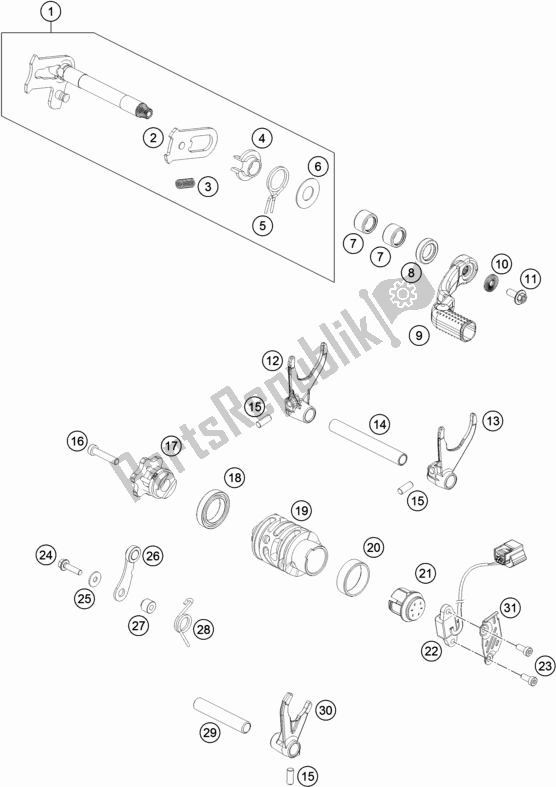 All parts for the Shifting Mechanism of the Gasgas EC 350F EU 2021