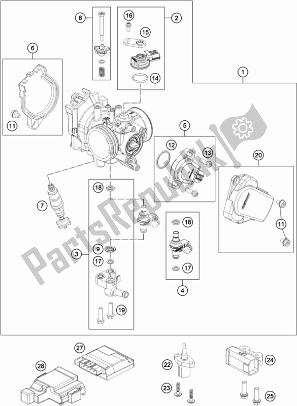 All parts for the Throttle Body of the Gasgas EC 350F EU 2021