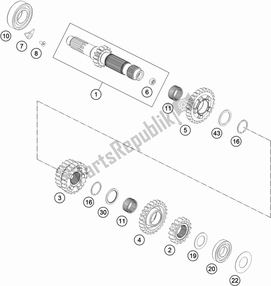 All parts for the Transmission I - Main Shaft of the Gasgas EC 350F EU 2021