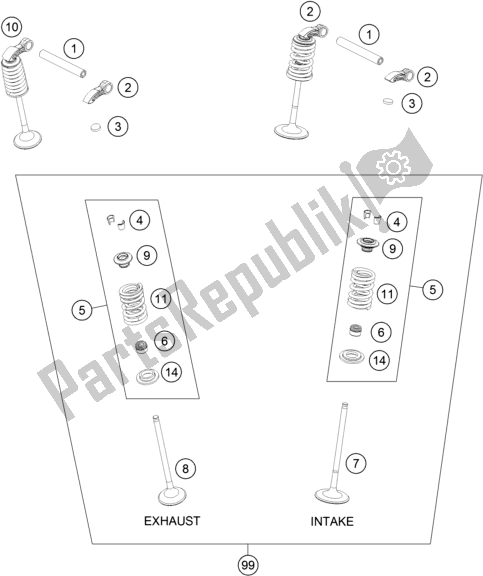 All parts for the Valve Drive of the Gasgas EC 350F EU 2021