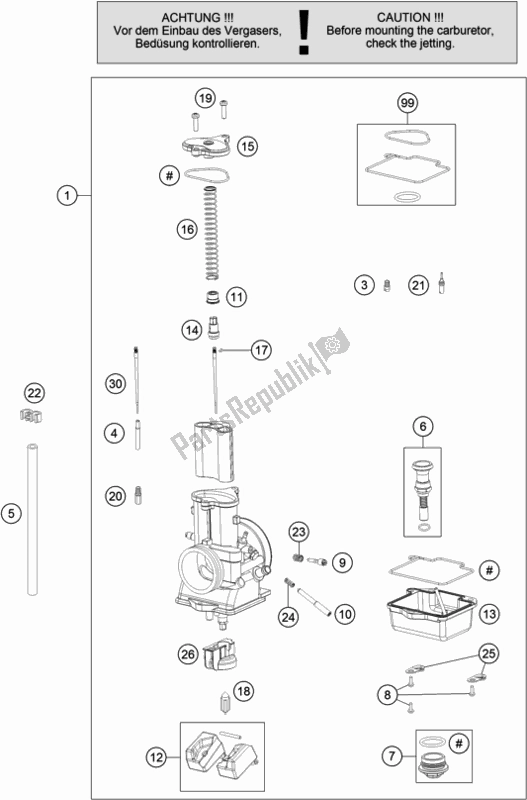 All parts for the Carburetor of the Gasgas MC 125 EU 2021