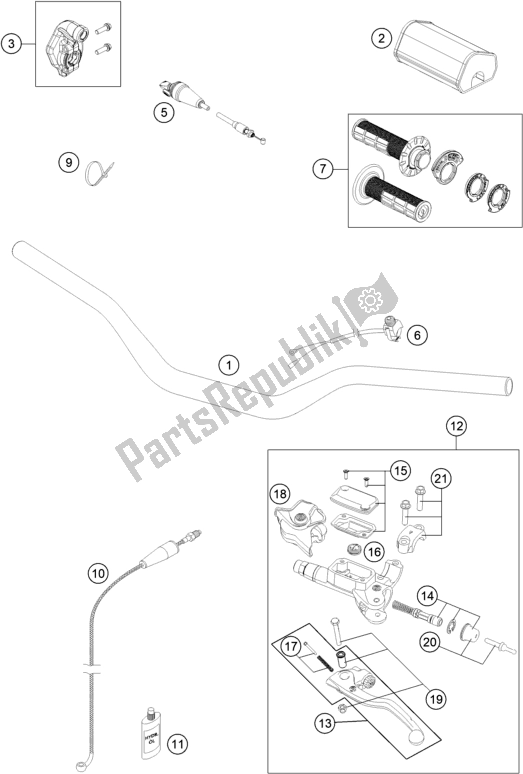 All parts for the Handlebar, Controls of the Gasgas MC 125 EU 2021