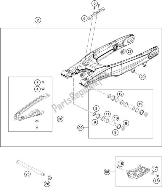 Tutte le parti per il Forcellone del Gasgas MC 125 EU 2021