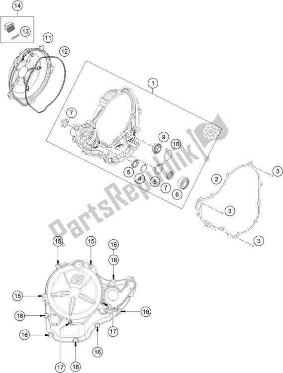 All parts for the Clutch Cover of the Gasgas MC 250F EU 2021