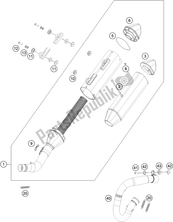 All parts for the Exhaust System of the Gasgas MC 250F EU 2021