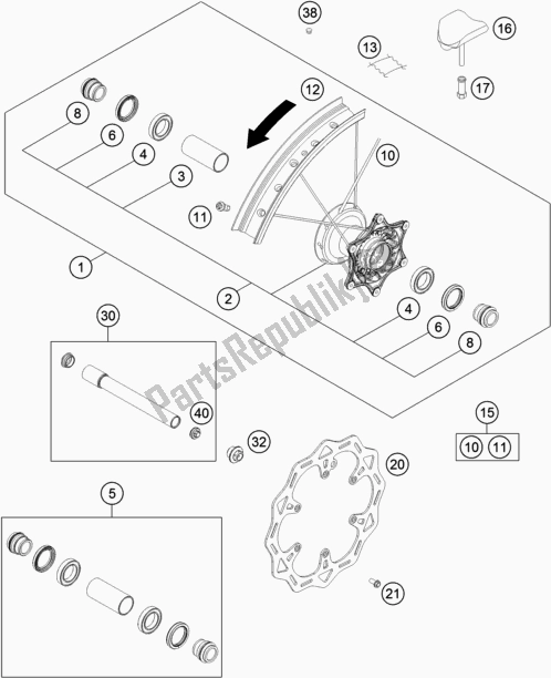 All parts for the Front Wheel of the Gasgas MC 250F EU 2021