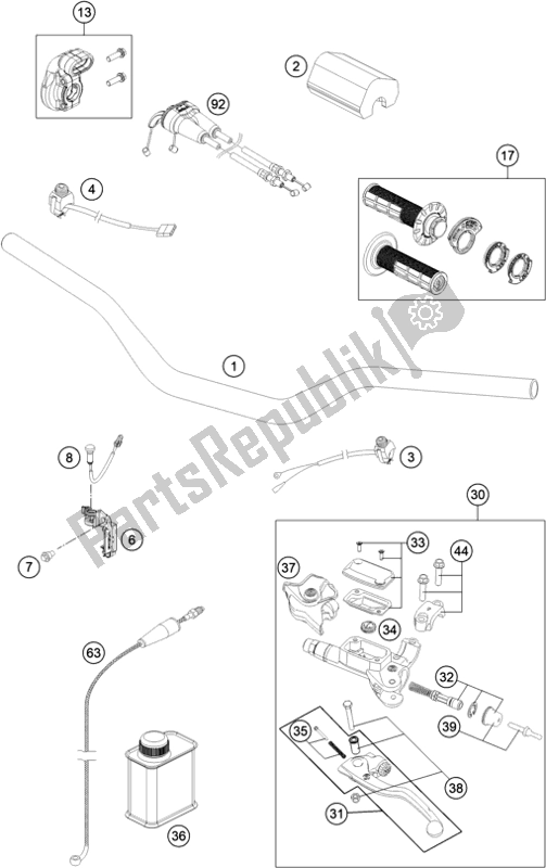 Toutes les pièces pour le Guidon, Commandes du Gasgas MC 250F EU 2021