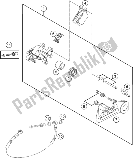 All parts for the Rear Brake Caliper of the Gasgas MC 250F EU 2021