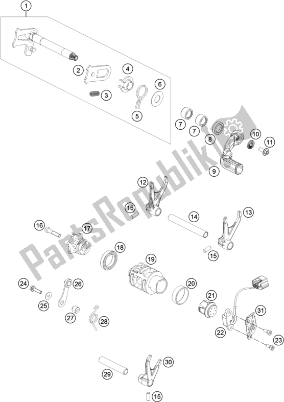 All parts for the Shifting Mechanism of the Gasgas MC 250F EU 2021