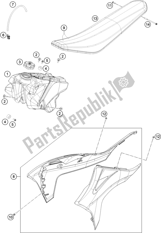 All parts for the Tank, Seat of the Gasgas MC 250F EU 2021