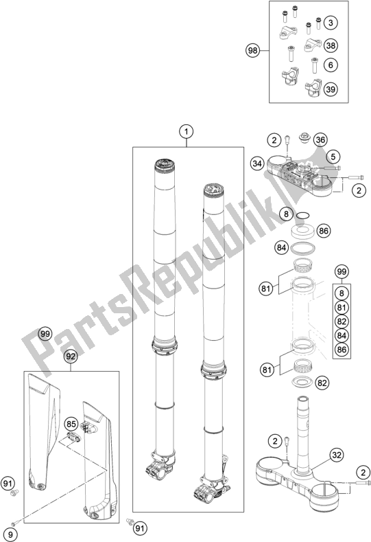 Toutes les pièces pour le Fourche Avant, Triple Serrage du Gasgas MC 450F EU 2021