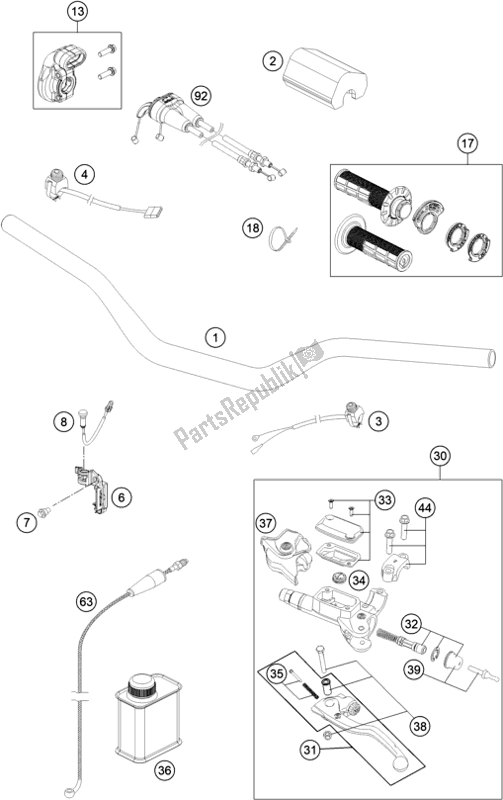 All parts for the Handlebar, Controls of the Gasgas MC 450F EU 2021