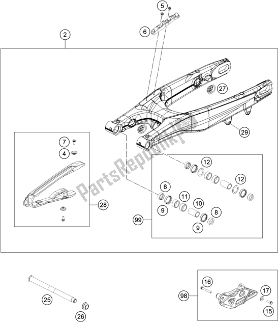 Toutes les pièces pour le Bras Oscillant du Gasgas MC 450F EU 2021