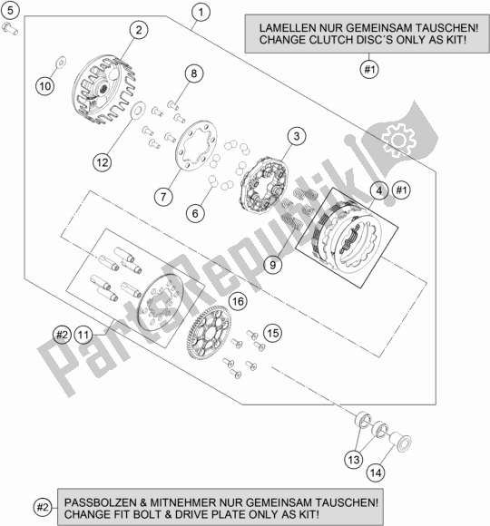 All parts for the Clutch of the Gasgas MC 50 EU 2021