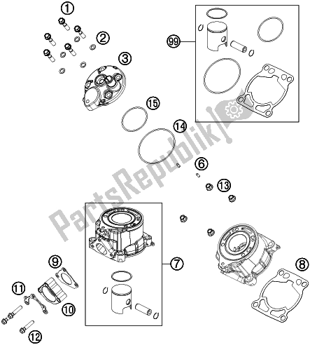 All parts for the Cylinder, Cylinder Head of the Gasgas MC 50 EU 2021