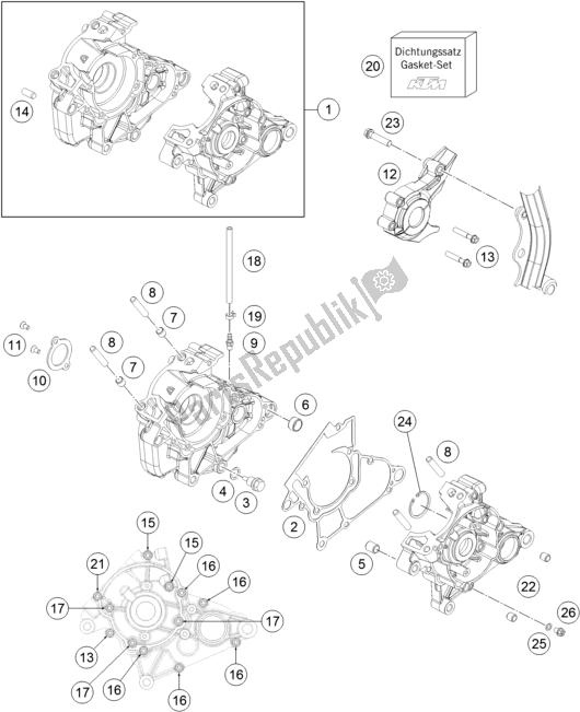 All parts for the Engine Case of the Gasgas MC 50 EU 2021