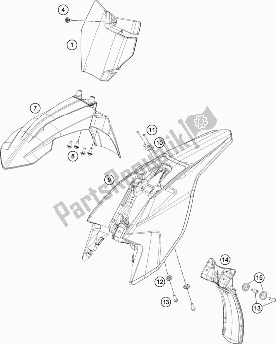 All parts for the Mask, Fenders of the Gasgas MC 50 EU 2021