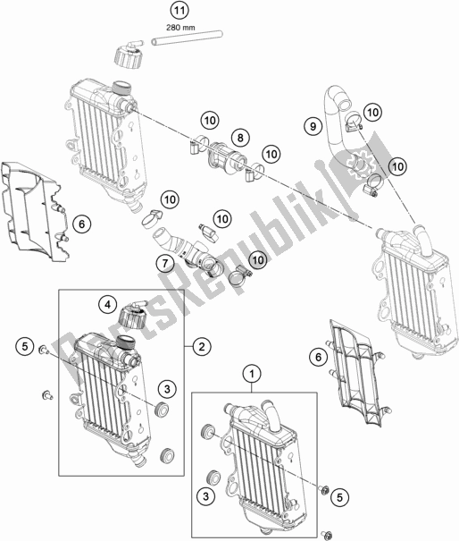 All parts for the Cooling System of the Gasgas MC 65 EU 2021