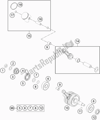 All parts for the Crankshaft, Piston of the Gasgas MC 65 EU 2021