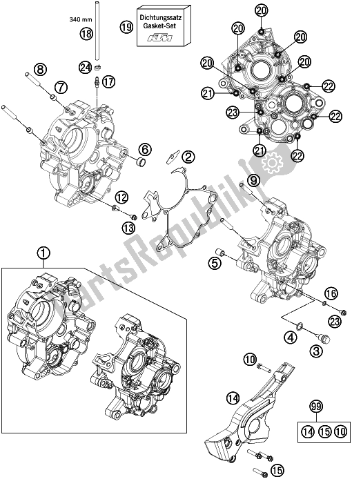 All parts for the Engine Case of the Gasgas MC 65 EU 2021