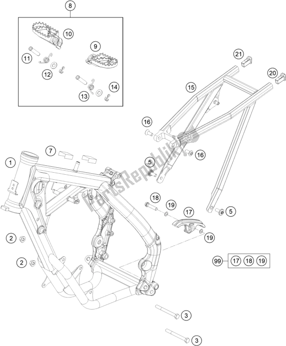 All parts for the Frame of the Gasgas MC 65 EU 2021