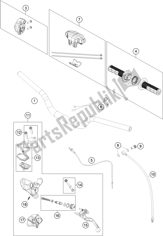 All parts for the Handlebar, Controls of the Gasgas MC 65 EU 2021