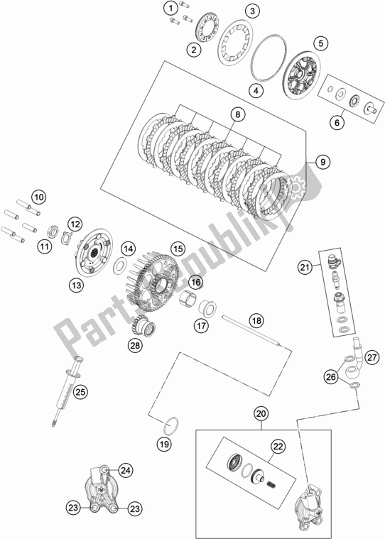 All parts for the Clutch of the Gasgas MC 85 19/ 16 EU 851916 2021