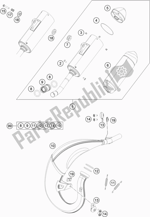 All parts for the Exhaust System of the Gasgas MC 85 19/ 16 EU 851916 2021