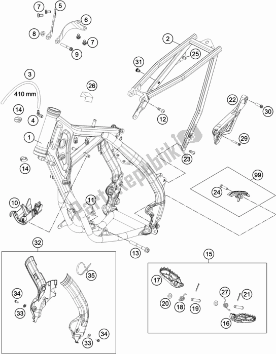 All parts for the Frame of the Gasgas MC 85 19/ 16 EU 851916 2021