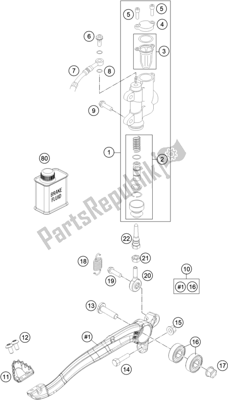 All parts for the Rear Brake Control of the Gasgas MC 85 19/ 16 EU 851916 2021