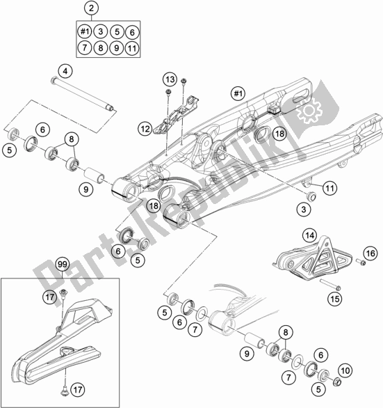 All parts for the Swing Arm of the Gasgas MC 85 19/ 16 EU 851916 2021