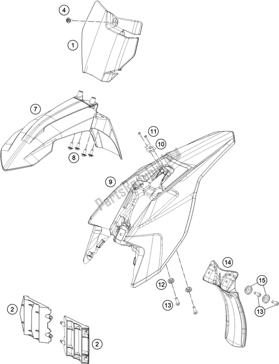 All parts for the Mask, Fenders of the Gasgas MC-E 5 EU 2021