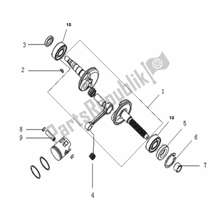 All parts for the Crankshaft of the Generic Cracker Zwart 10 45 KM H 50 2000 - 2010