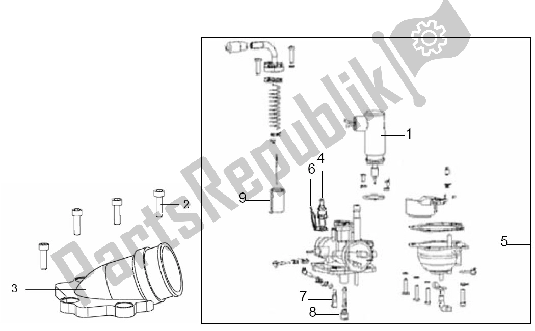 Alle onderdelen voor de Carburateurdelen van de Generic Cracker Zwart 10 45 KM H 50 2000 - 2010