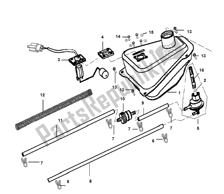 All parts for the Fuel Tank of the Generic Ideo Copper 10 25 KM H 50 2000 - 2010