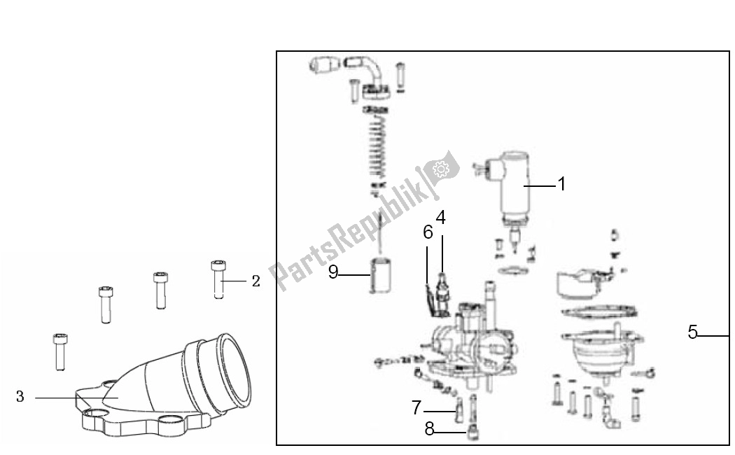 Todas as partes de Carburateurdelen do Generic Ideo WIT 10 25 KM H 50 2000 - 2010