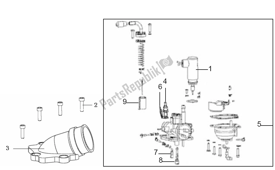 Alle onderdelen voor de Carburateurdelen van de Generic Ideo Zwart 10 45 KM H 50 2000 - 2010