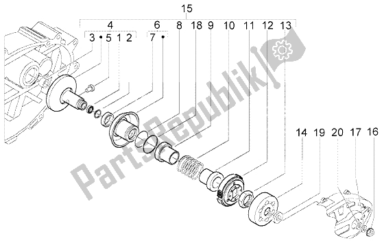 Todas las partes para Polea Conducida de Gilera Nexus 500 1998