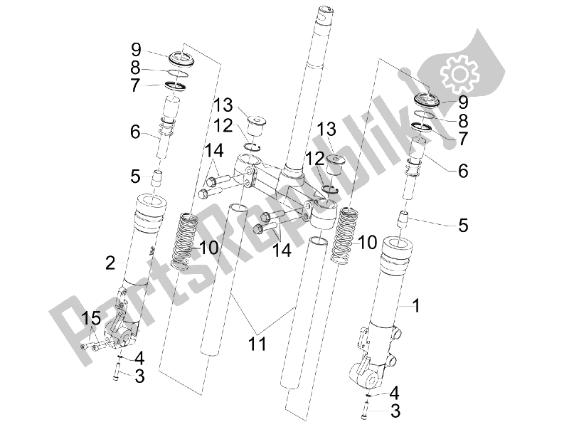 All parts for the Fork's Components (kayaba) of the Gilera Runner 200 VXR 4T Race E3 2006