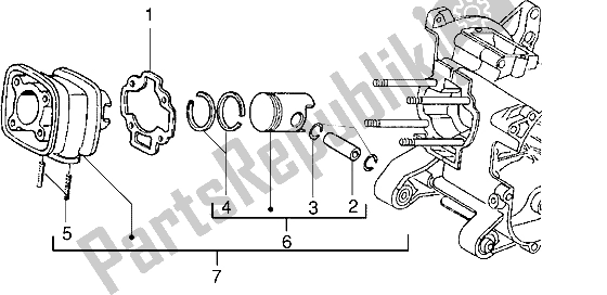 All parts for the Cylinder-piston-wrist Pin, Assy of the Gilera DNA 50 1998