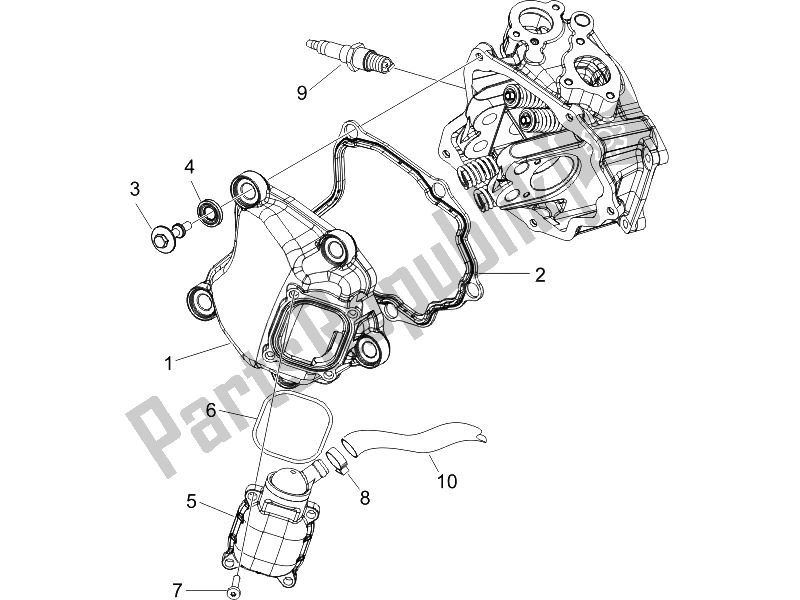 All parts for the Cylinder Head Cover of the Gilera Runner 200 ST 4T E3 2008