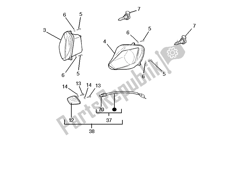 Toutes les pièces pour le Eclairages Avant - Clignotants du Gilera SC 125 2006