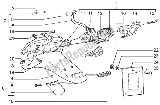 All parts for the Rear Tail Lamp of the Gilera Runner 50 Pure JET 1998